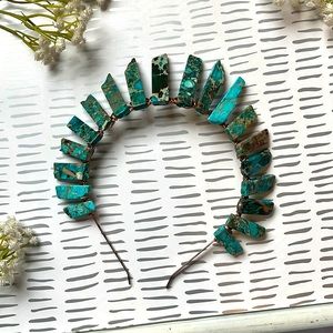 Princess Raw Stone Crown massive festival costume event party headband blue